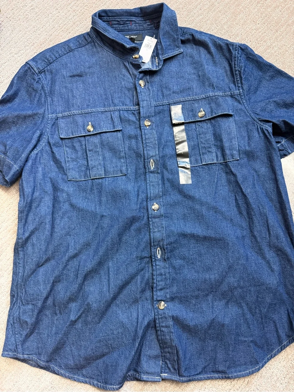 Banana Republic Short-Sleeve Denim Button-Down Shirt - Blue